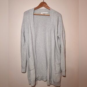 Max Studio Gray Open Front Knit Cardigan w/ Pockets XL